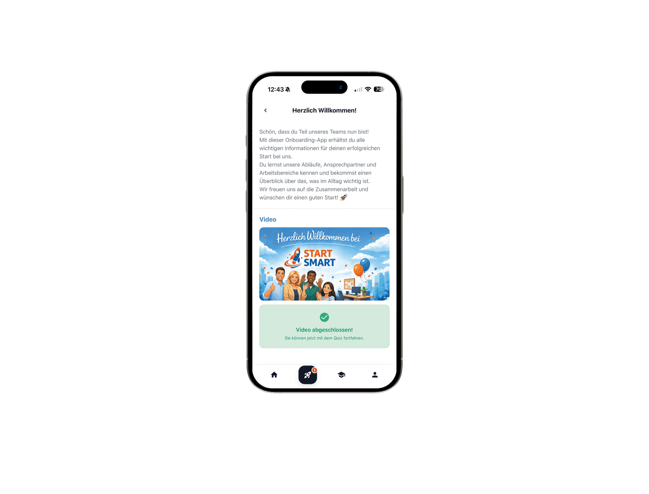 Mobile StartSmart App auf einem Smartphone