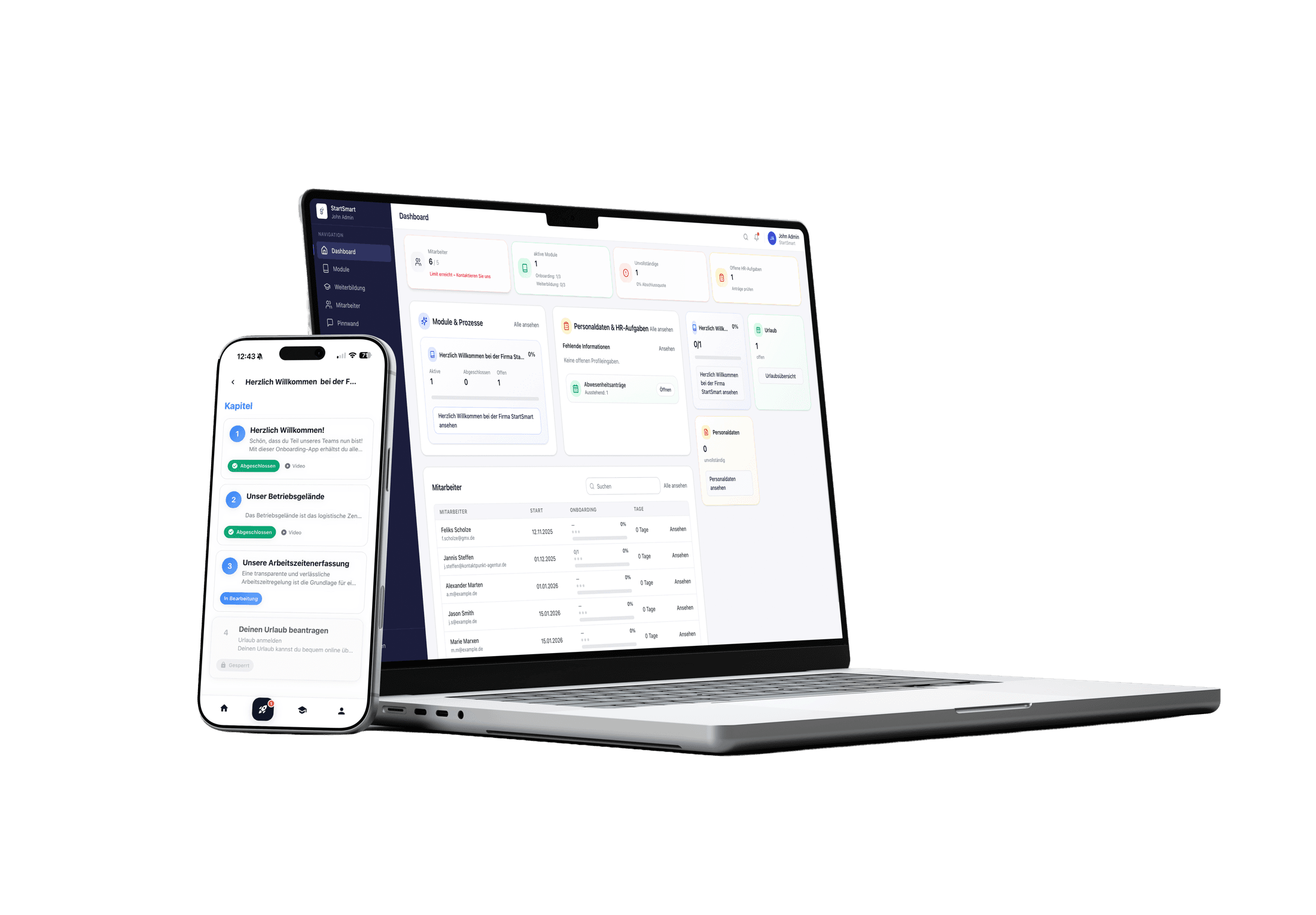 StartSmart Oberfläche für Management und Nutzende