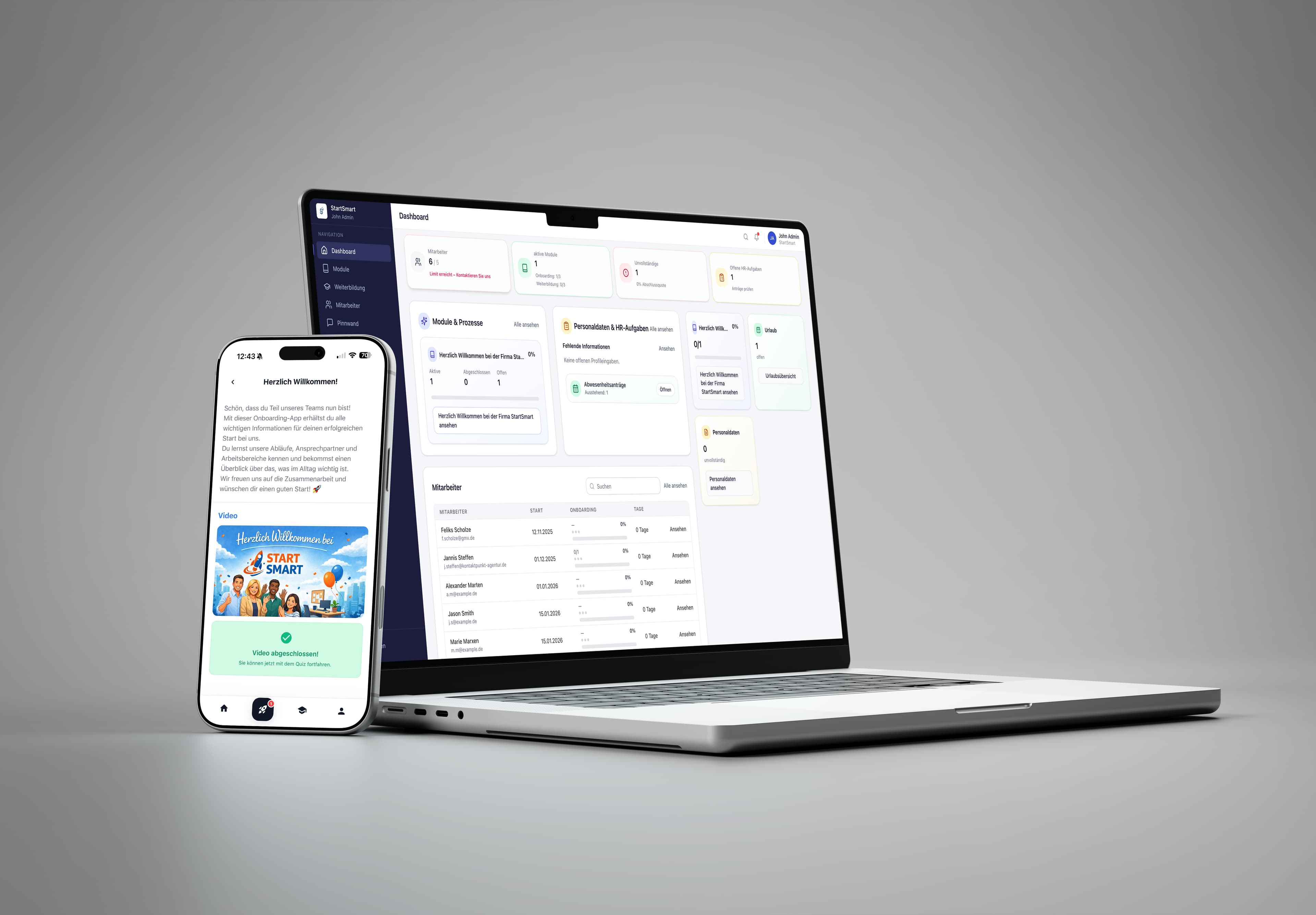 Onboarding Übersicht fuer HR